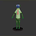 Meerkat Game and Movie Character Wearing White Shirt with Pink Tie Standing on Black Base