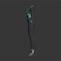 Futuristic Female 3D Model In Sleek Black And White Bodysuit With Blue Accents