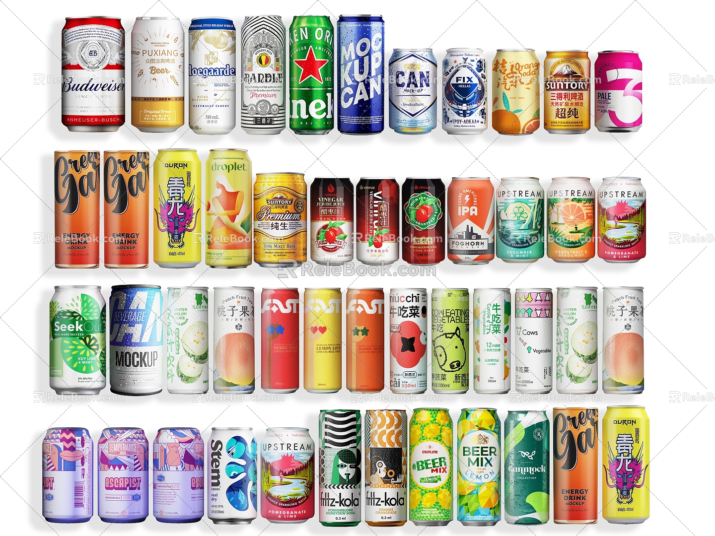 Modern Beverage Cans 3d model