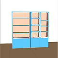 Blue Modern Shelving Unit Featuring Multiple Open Compartments And Cabinet Doors