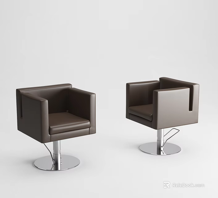 Modern Dark Brown Massage Chairs with Armrests and Silver Swivel Base Contemporary Design 3d model 