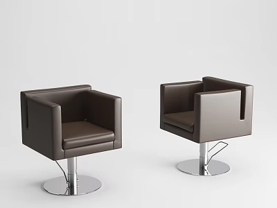 Modern Dark Brown Massage Chairs with Armrests and Silver Swivel Base Contemporary Design 3d model