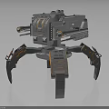 Sci Fi Mechanical Creature With Spider Legs Cannons Gray Armor And Orange Details 3d model