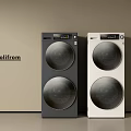Poliform Double Drum Washing Machines Black and White Side by Side