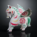 Winged Decorative Pony Figurine With Colorful Swirl Patterns For Home Furniture