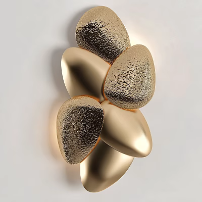 Golden Textured Metallic Kitchenware With Petal Like Design For Modern Kitchen Decor 3d model