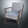 Single Sofa with Wooden Armrests and Light Gray Upholstered Fabric Modern Comfortable Living Room Furniture