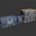 Blue And Gold Decorative Chests In Different Sizes With Elaborate Patterns And Metal Accents