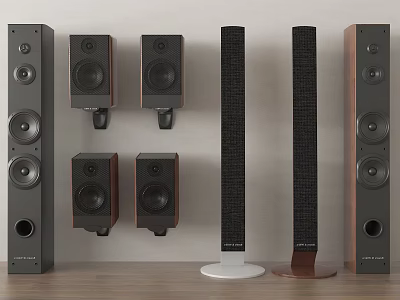 Modern Sleek Home Speakers With Floor Standing Wall Mounted Wooden And Black Designs 3d model