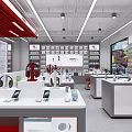 Spacious Bright Modern Smartphone And Digital Electronics Specialty Store Interior Design With Product Display Counters