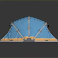 Blue And Orange Dome Tent With Silver Frame And Waterproof Base For Outdoor Camping