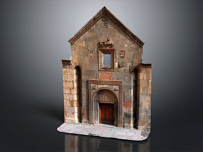 Ancient Stone Entrance Gate of Historic Architecture with Arched Portal and Ornate Carvings 3d model