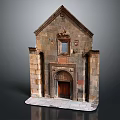 Ancient Stone Entrance Gate of Historic Architecture with Arched Portal and Ornate Carvings