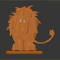 Orange Lion Shaped Wooden Decorative Ornament Set For Home Decor With Stable Base