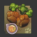 Golden Fried Pastries Served With Green Broccoli And Dipping Sauce On Tray