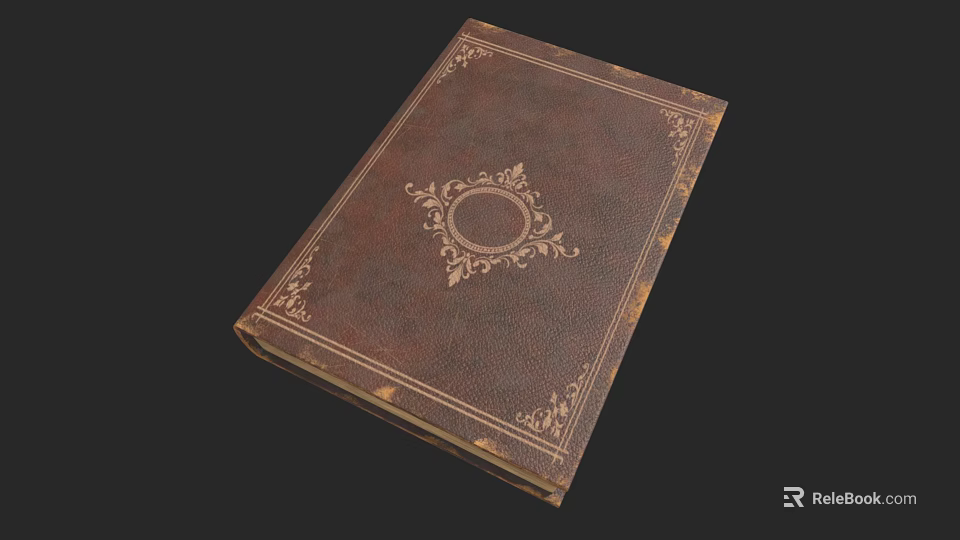 Vintage Book with Brown Leather Cover and Intricate Circular Decorative Pattern 3d model 