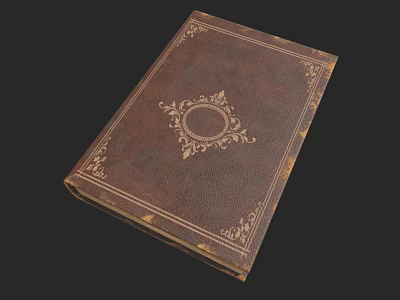 Vintage Book with Brown Leather Cover and Intricate Circular Decorative Pattern 3d model