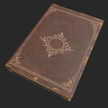 Vintage Book with Brown Leather Cover and Intricate Circular Decorative Pattern