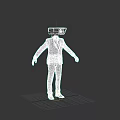 Toilet Head Humanoid Figure Standing Dressed In Blue Suit With Purple Tie
