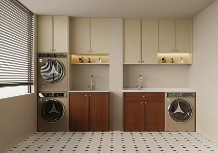 Laundry Room Washing Machine Laundry Cabinet 3d model