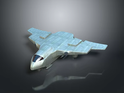 Futuristic Silver Aircraft Model With Sleek Wings And Metallic Design 3d model
