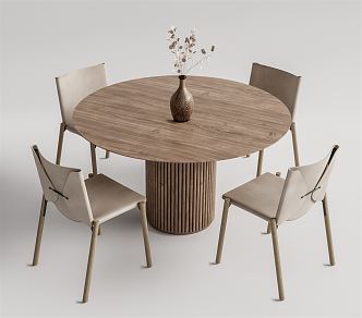 Modern Dining Table and Chair Combination Round Table and Chair Combination 3d model