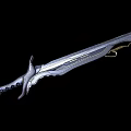 Ornate Fantasy Sword With Silver Blade Golden Accents And Elaborate Hilt Design