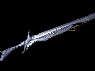 Ornate Fantasy Sword With Silver Blade Golden Accents And Elaborate Hilt Design 3d model Ornate Fantasy Sword With Silver Blade Golden Accents And Elaborate Hilt Design 3d model