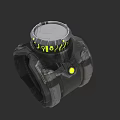 Futuristic Mechanical Device With Metallic Texture And Yellow Digital Elements