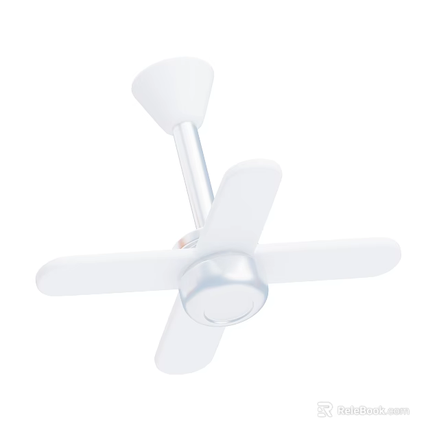 Modern White Ceiling Fan With Four Blades Sleek Design For Home Use 3d model 