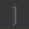 Futuristic Sword With Dark Textured Blade And Green Glowing Dots Design
