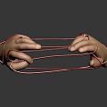 Disconnected Human Hands Entangled With Red Rope On Isolated Gray Background