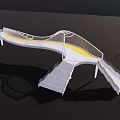 Unique Modern Curved Bridge With White Structure Yellow Pathway And Stairs 3d model
