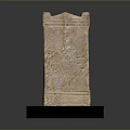 Light Colored Stone Artifact Placed On Black Base With Carved Patterns 3d model