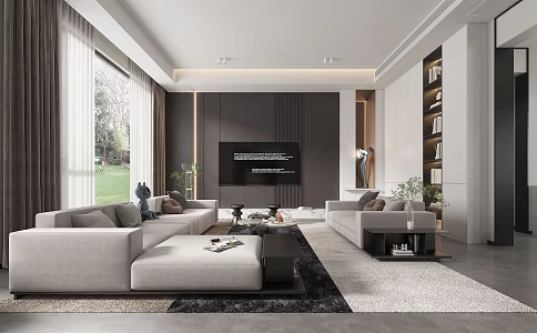 Modern living room on the first floor 3d model