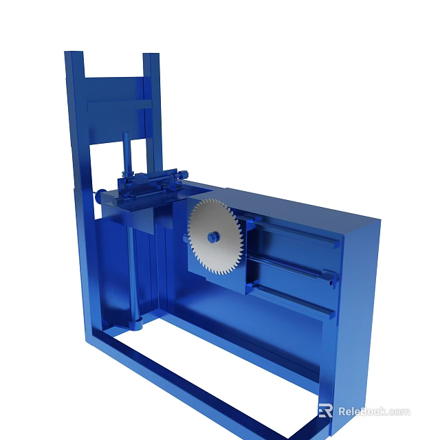 Blue Heavy Duty Industrial Machine Featuring Circular Saw Blade And Metal Frame 3d model 