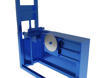 Blue Heavy Duty Industrial Machine Featuring Circular Saw Blade And Metal Frame 3d model