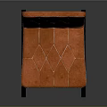 Modern Orange Leather Leisure Chair With Diamond Stitching And Black Wooden Legs