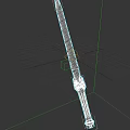 Glowing Blue Fantasy Sword With Intricate Blade Texture And Dark Hilt Design