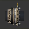 Advanced Precision Optical Equipment Featuring Circular Lens Metallic Casing And Connecting Structures On Transparent Base