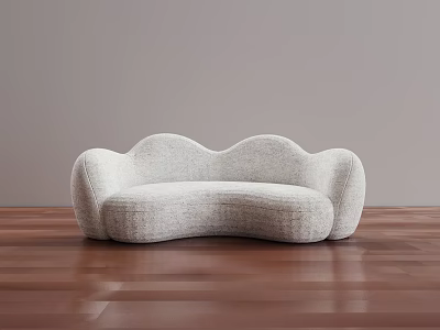 Light Gray Fabric Lazy Sofa With Curved Design In Living Room Interior 3d model