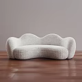 Light Gray Fabric Lazy Sofa With Curved Design In Living Room Interior