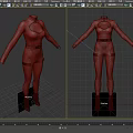 Black Tight Fitting Jumpsuit With Red Lines Belt Pockets And Red High Heels