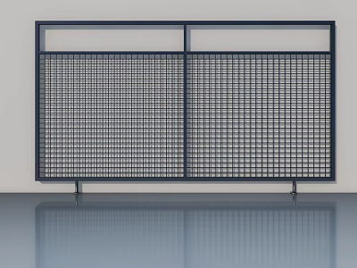 Modern Double Swing Door With Black Frame And Grid Design For Home Interior 3d model