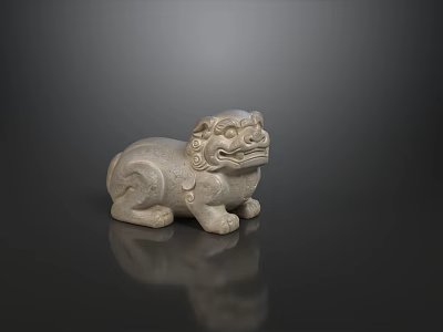 Traditional Chinese Sofa Coffee Table Combination With Exquisite Stone Lion Ornament For Elegant Living Room 3d model