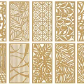 Decorative Partition Screens Featuring Various Laser Cut Leaf Geometric And Floral Patterns 3d model