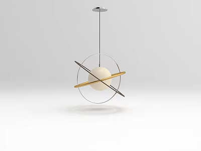 Modern Sleek Chandelier With White Sphere And Metal Bars Design 3d model