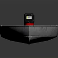 Classic Wooden Boat With Red Motor And Metal Seats On Shiny Surface
