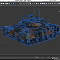 Military Tank With Camouflage Paint Number 215 Gun Barrel And Tracks