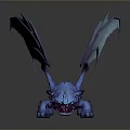 Game Movie Character Blue Purple Dragon With Detailed Wings
